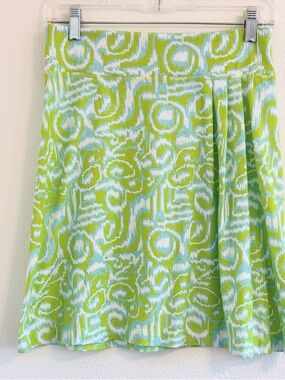 Title Nine Lime Green & White Printed Breeze Skirt